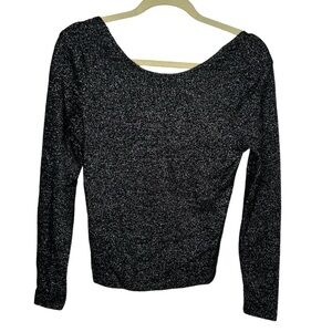 Zara Women’s Metallic Fleck Sweater Size Large Black Twist Back